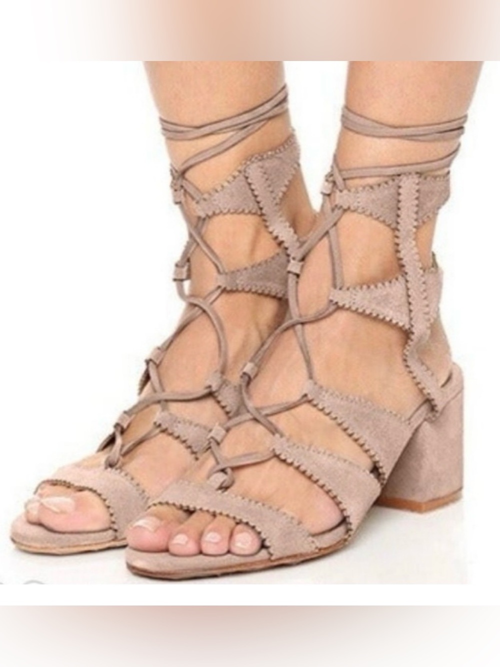 Schutz Latisha City Sandal In Suede-Neutral Beige- Size 9